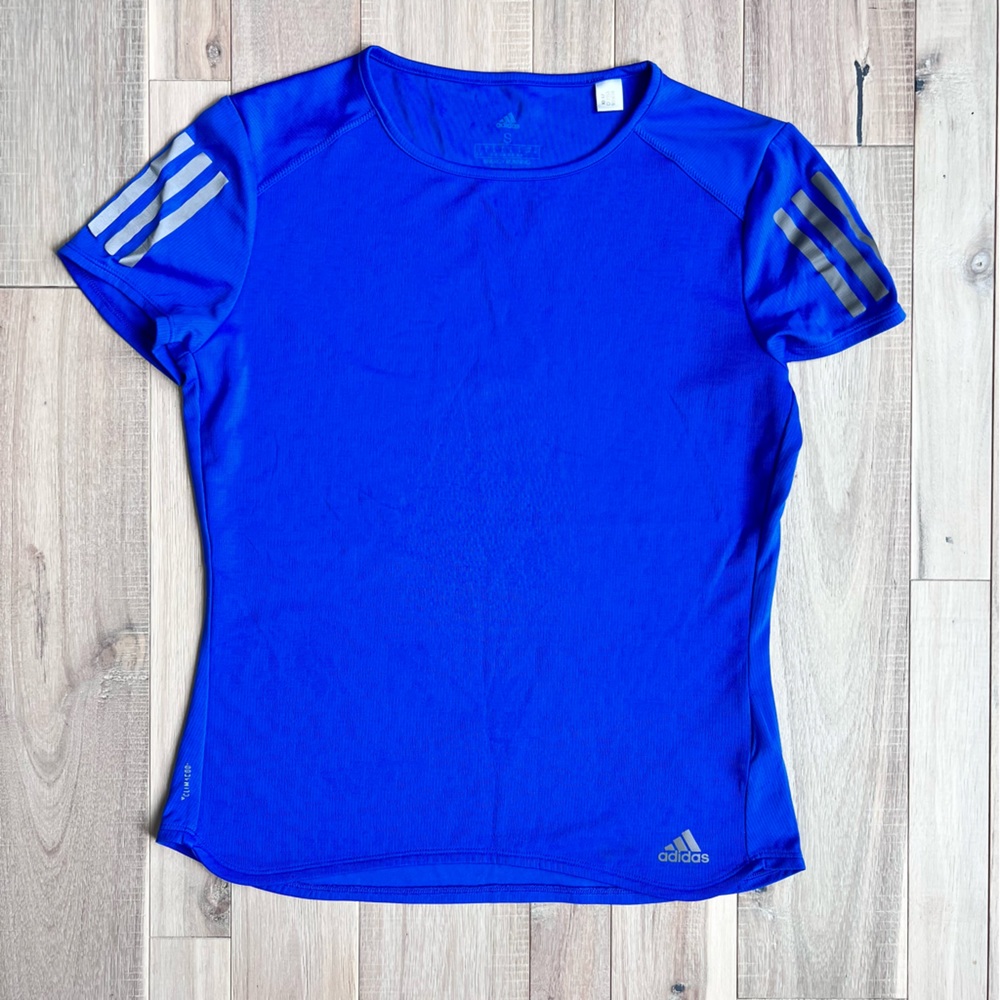 ADIDAS Blue Climacool Short Sleeve Activewear Shirt Small